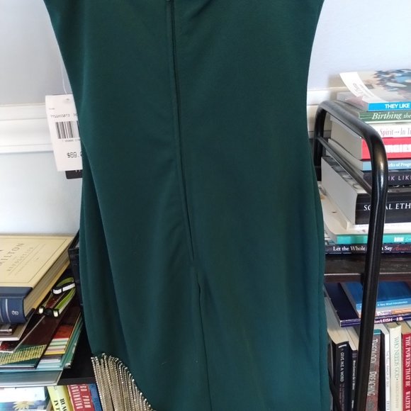 Green mini dress with rhinestones - Picture 2 of 5